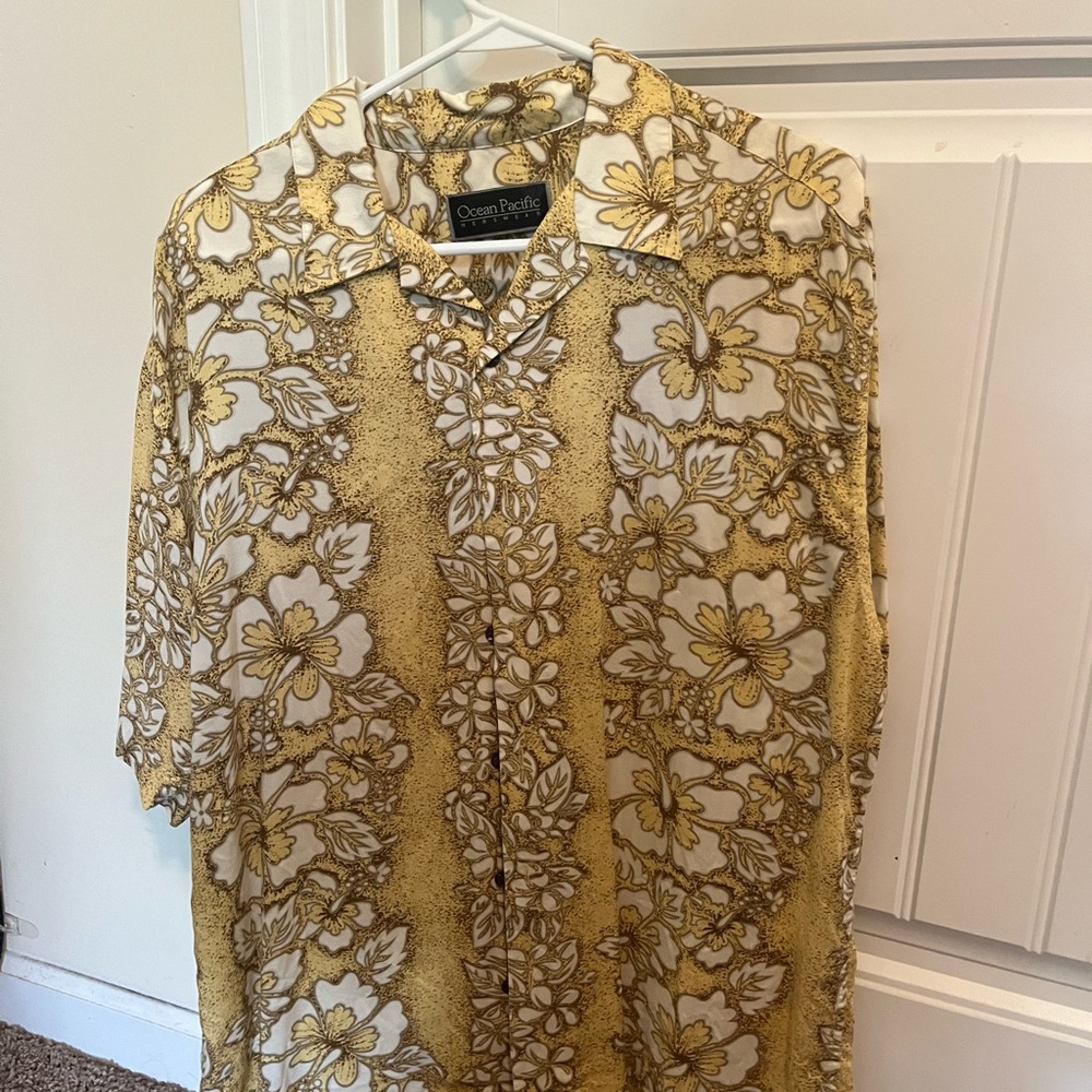 OP Beige and White Patterned Shirt